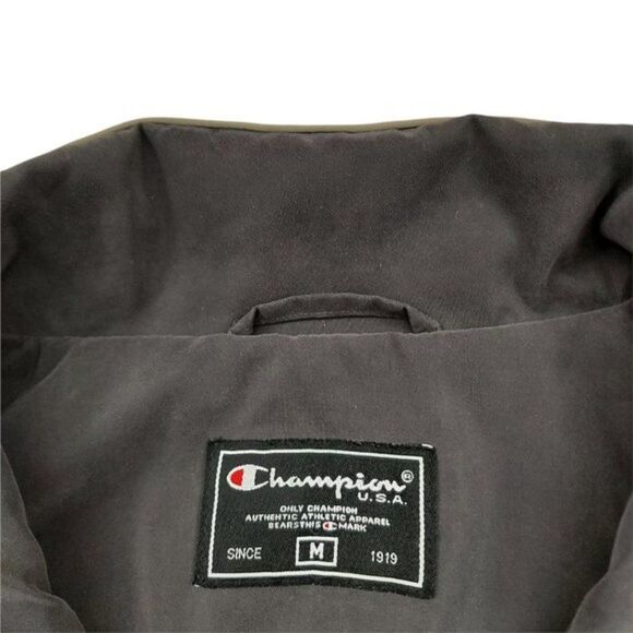 Champion USA Mens Active Jacket Size Medium Full Zip Mock Neck Long Sleeve Beige - Picture 11 of 11